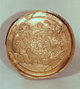 Plat avec une scène de chasse, de Ras Shamra, Ugarit, c.1250-1150 av. J.-C.